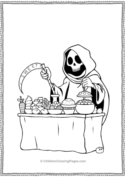 A-Foodie-Grim-Reaper-At-A-Sweet-Treat-Stand Free PDF Printable