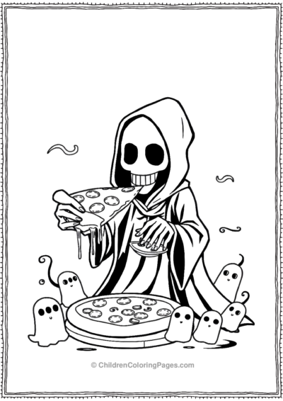 A-Foodie-Grim-Reaper-Enjoying-A-Giant-Pizza-Slice- Free PDF Printable