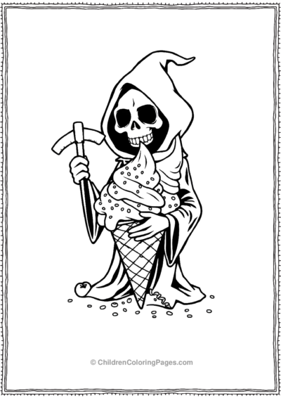 A-Foodie-Grim-Reaper-With-A-Large-Ice-Cream-Sundae Free PDF Printable