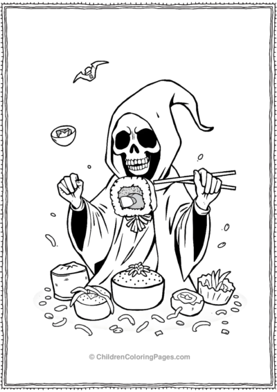 A-Foodie-Grim-Reaper-With-A-Sushi-Roll Free PDF Printable