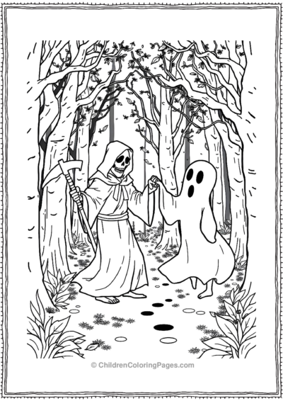 A-Grim-Reaper-Dancing-With-A-Ghost Free PDF Printable