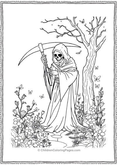 A-Grim-Reaper-In-A-Magical-Enchanted-Garden Free PDF Printable