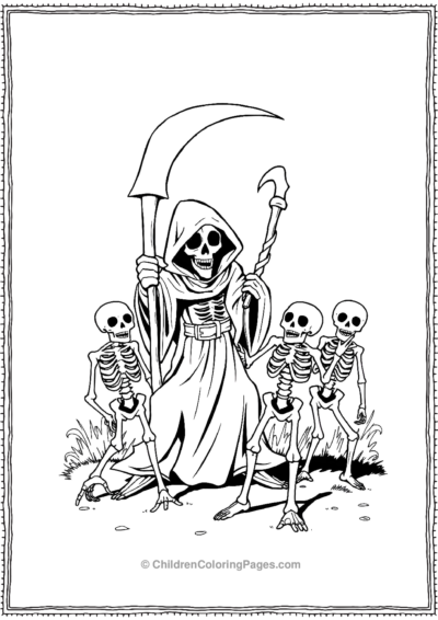 A-Grim-Reaper-Playing-With-Friendly-Skeletons Free PDF Printable