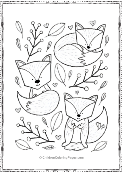 A Group Of Cartoon Fox Free PDF Printable