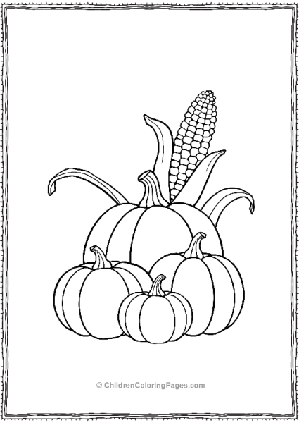 A Group Of Pumpkins With Corn Free PDF Printable