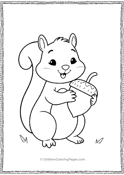 A Happy Squirrel Holding An Acorn Free PDF Printable