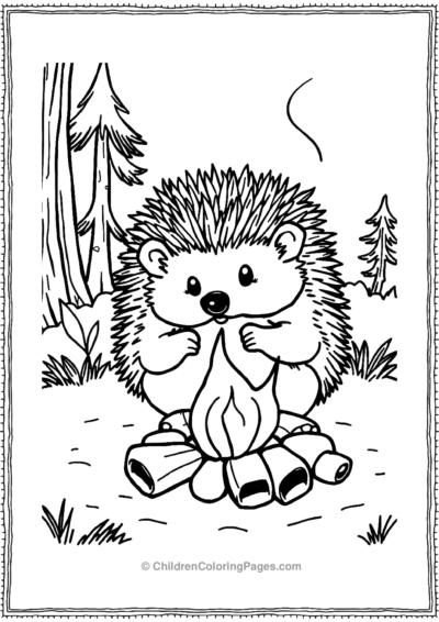 A-Hedgehog-At-A-Campfire Free PDF Printable