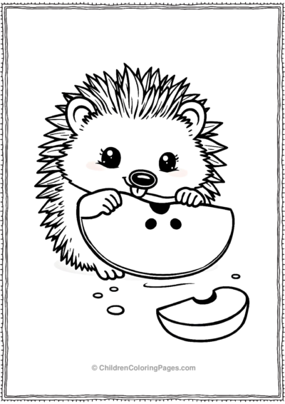 A-Hedgehog-Eating-An-Apple Free PDF Printable