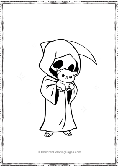 A-Kawaii-Grim-Reaper-Holding-A-Tiny-Fluffy-Cat-and Free PDF Printable