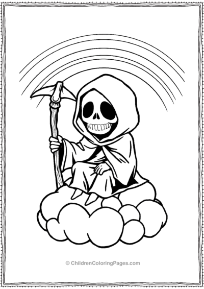 A-Kawaii-Grim-Reaper-Sitting-On-A-Fluffy-Cloud-and Free PDF Printable