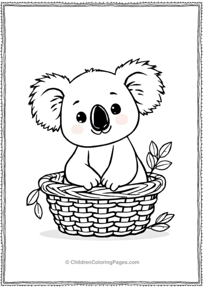 A-Kawaii-Koala-Sitting-In-A-Basket Free PDF Printable