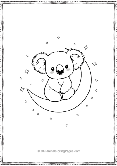 A-Kawaii-Koala-Sitting-On-A-Moon Free PDF Printable