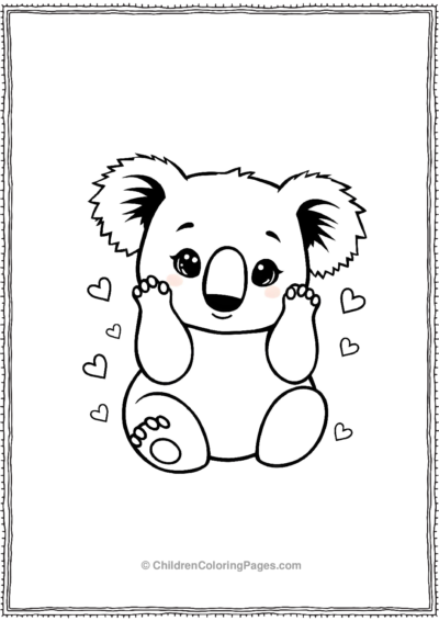 A-Kawaii-Koala-Sitting-With-Its-Paws-Up Free PDF Printable