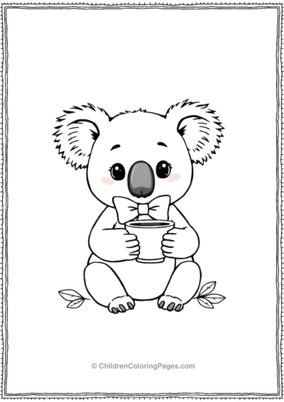 A-Kawaii-Koala-Wearing-A-Tiny-Bow Free PDF Printable