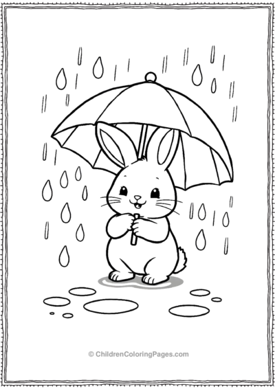 A-Kawaii-Rabbit-Holding-An-Umbrella Free PDF Printable