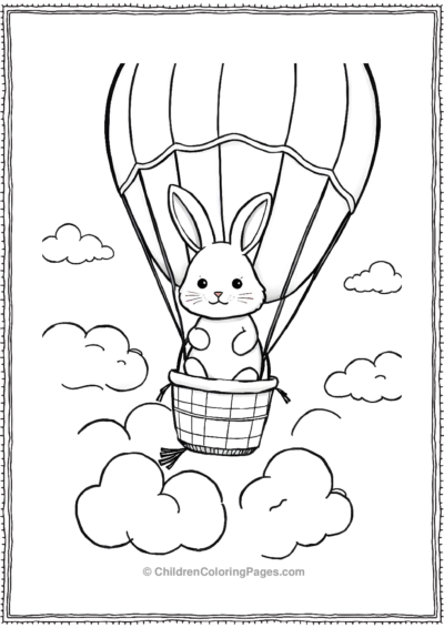 A-Kawaii-Rabbit-In-A-Hot-Air-Balloon Free PDF Printable