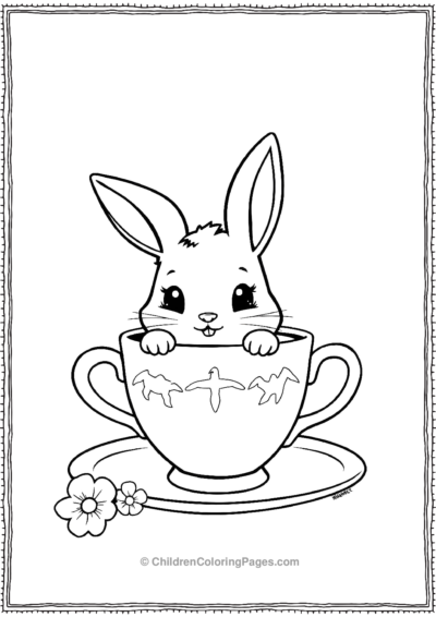 A-Kawaii-Rabbit-Peeking-Out-Of-A-Teacup Free PDF Printable