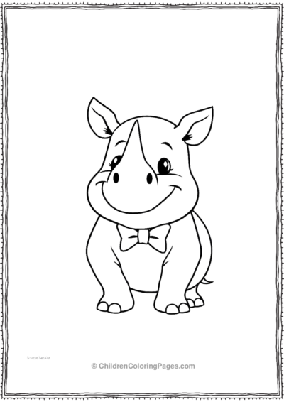 A-Kawaii-Rhino-Wearing-A-Bow-Tie Free PDF Printable