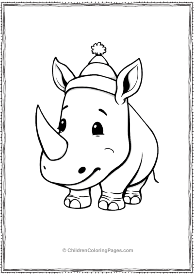 A-Kawaii-Rhino-Wearing-A-Tiny-Hat Free PDF Printable