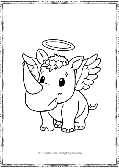 A-Kawaii-Rhino-With-Angel-Wings Free PDF Printable