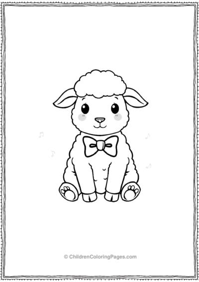 A-Kawaii-Sheep-Sitting-With-A-Bow-Tie Free PDF Printable