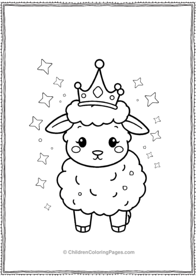 A-Kawaii-Sheep-Wearing-A-Tiny-Crown Free PDF Printable