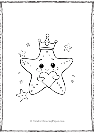 A-Kawaii-Starfish-Wearing-A-Tiny-Crown Free PDF Printable