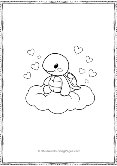 A-Kawaii-Turtle-Sitting-On-A-Cloud Free PDF Printable