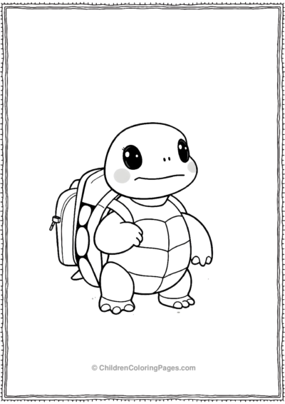 A-Kawaii-Turtle-With-A-Backpack Free PDF Printable