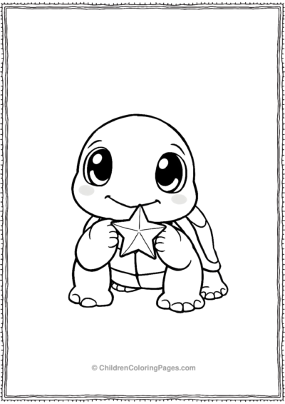 A-Kawaii-Turtle-With-Large-Eyes Free PDF Printable