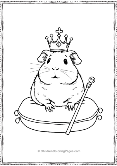 A-King-Guinea-Pig-Sitting-On-A-Plush-Pillow Free PDF Printable