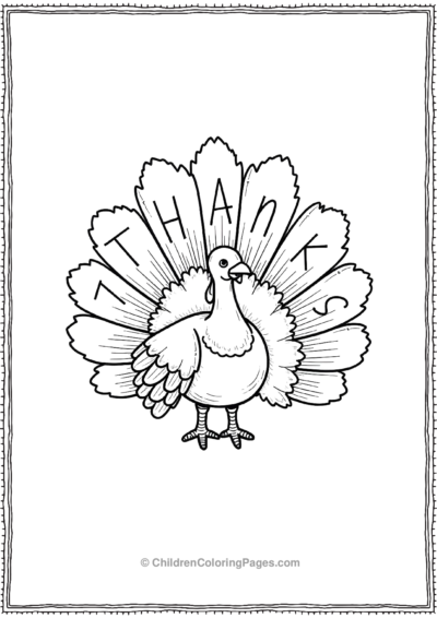 A-Line-Art-Turkey-With-Tail-Feathers-Forming-A-Fan Free PDF Printable