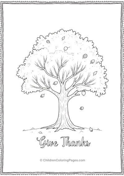 A-Minimalist-Outline-Of-A-Large-Oak-Tree-With-Fall Free PDF Printable