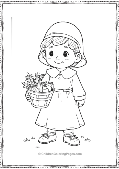 A-Pilgrim-Child-Holding-A-Basket-Of-Vegetables Free PDF Printable