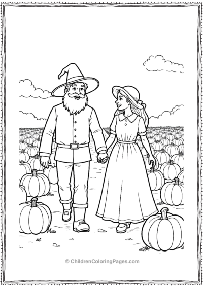 A-Pilgrim-Couple-Walking-Hand-In-Hand Free PDF Printable