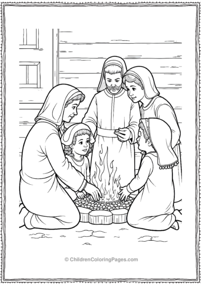 A-Pilgrim-Family-Gathered-Around-A-Warm-Fireplace Free PDF Printable