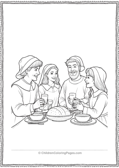 A-Pilgrim-Family-Sitting-Down-For-Dinner Free PDF Printable