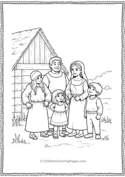 A-Pilgrim-Family-Working-Together-To-Build Free PDF Printable