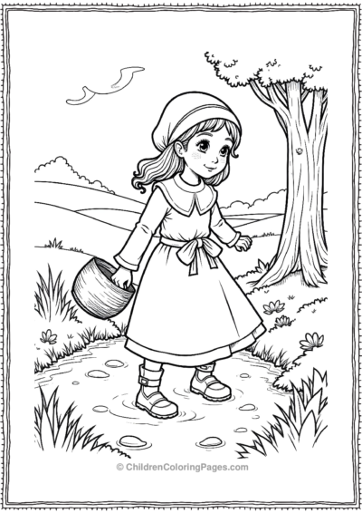 A-Pilgrim-Girl-Carrying-A-Wooden-Pail-Of-Water Free PDF Printable