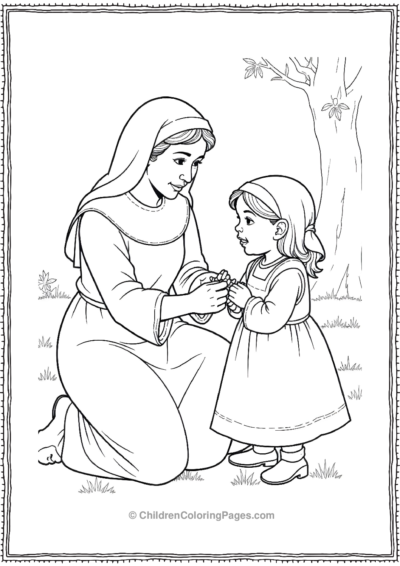 A-Pilgrim-Mother-Sewing-A-New-Dress-For-Her-Daught Free PDF Printable