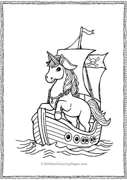 A Pirate Unicorn Sailing In A Boat Free PDF Printable