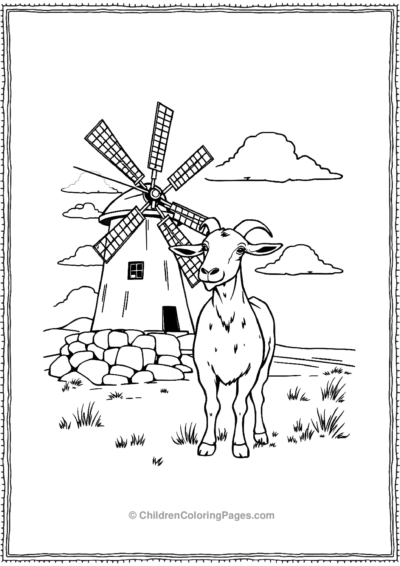 A-Realistic-Goat-Infront-Of-A-Windmill Free PDF Printable