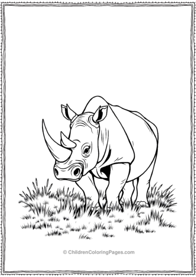 A-Realistic-Rhino-Standing-In-A-Grassland-1 Free PDF Printable