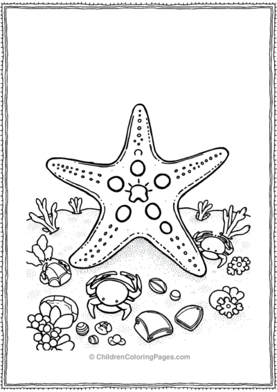 A-Realistic-Starfish-With-A-Few-Small-Crabs Free PDF Printable