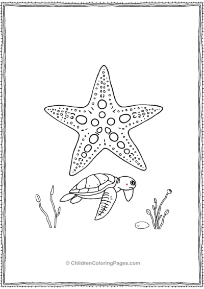 A-Realistic-Starfish-With-A-Gentle-Sea-Turtle-Swim Free PDF Printable