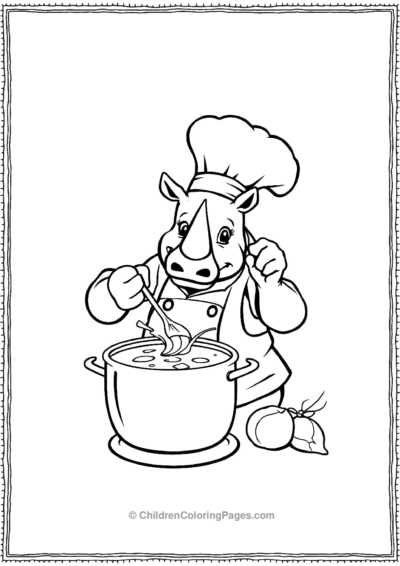 A-Rhino-Chef-Stirring-A-Pot-Of-Soup Free PDF Printable