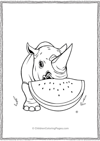 A-Rhino-Eating-A-Giant-Watermelon-Slice Free PDF Printable