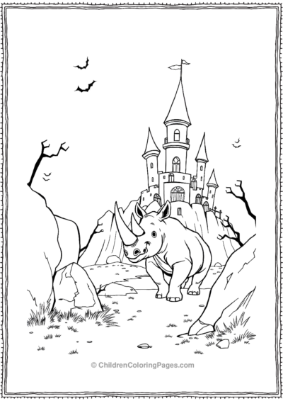 A-Rhino-Exploring-A-Haunted-Castle Free PDF Printable