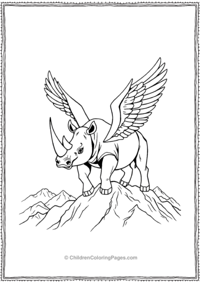 A-Rhino-With-Wings-Flying-Over-Mountains Free PDF Printable