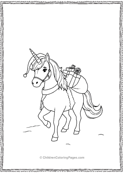 A Santa Unicorn Bringing Gifts Free PDF Printable